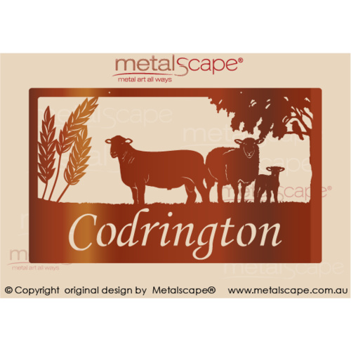 Metalscape - Farm Property Signs-Large Property Sign - Dorset and Cross Breed Sheep and wheat
