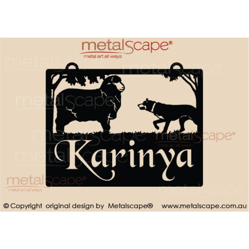 Metalscape - Farm Property Signs-Small Property Sign -Merino Ewe & Kelpie
