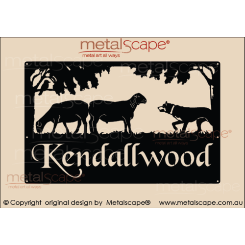 Metalscape - Farm Property Signs-Property sign - 2 Dorper Sheep & Kelpie