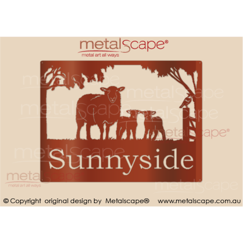 Metalscape - Farm Property Signs-Medium Property Sign - Crossbreed Ewe and Lambs