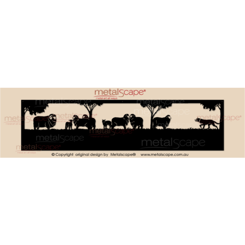 Metalscape - Farm Property Signs-Panoramic Property Sign - Merino Sheep & Kelpie