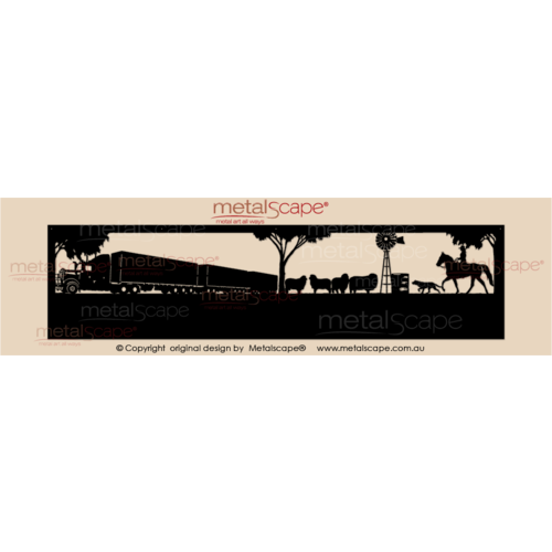 Metalscape - Farm Property Signs-Panoramic Property Sign - Road Train Scene