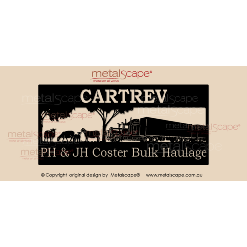 Metalscape - Farm Property Signs-Property Sign - Road Train & Sheep