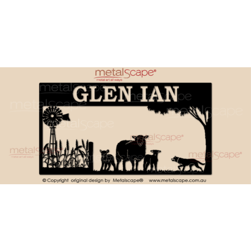 Metalscape - Farm Property Signs-Property Sign - Windmill Wheat Cross Breed Ewe Lamb Kelpie