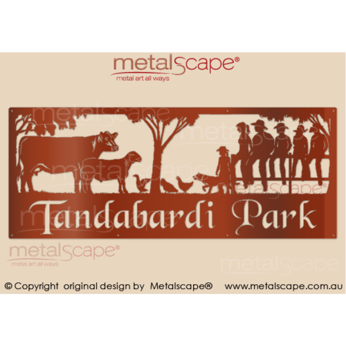 Metalscape - Farm Property Signs-Property Sign - Angus Cow, Dorper Sheep, Duck, Chickens, Kelpie and Family
