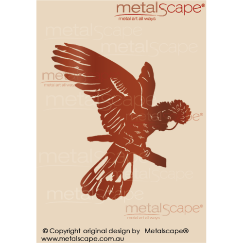 Metalscape - Metal Garden Art - Gardenscape -Black Cockatoo Landing on Branch Wall Art