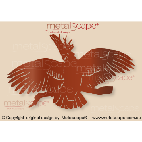 Metalscape - Metal Garden Art - Gardenscape -White Sulphur Crested Cockatoo Wings Out - Wall Art
